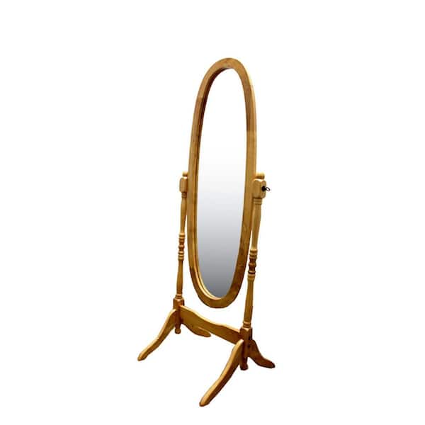 ORE International 59.25 in. x 20 in. Classic Oval Framed Cheval Natural Standing Mirror