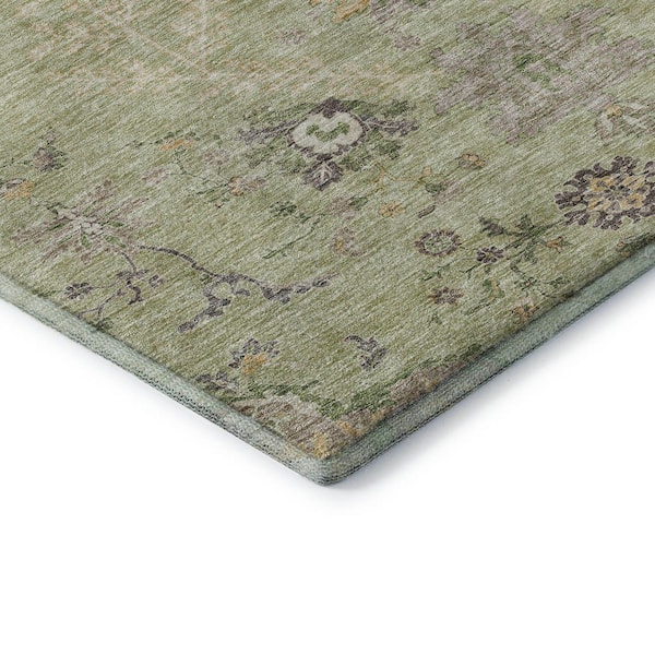 Mayfield Premium Machine Washable Abstract AMF1156 Aloe 3 ft. x 4 ft. Area Rug