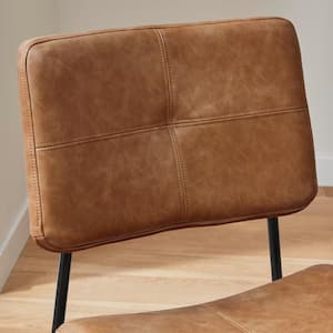 Blackburn Mid-Century Modern Cognac Faux Leather Upholstered Dining Chairs (Set of 2)