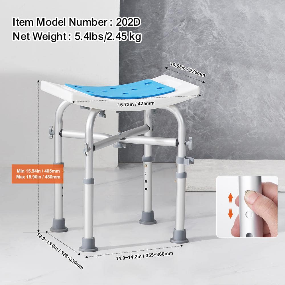 Adjustable Height Multicolor Plastic Shower Chair with Crossbar Support