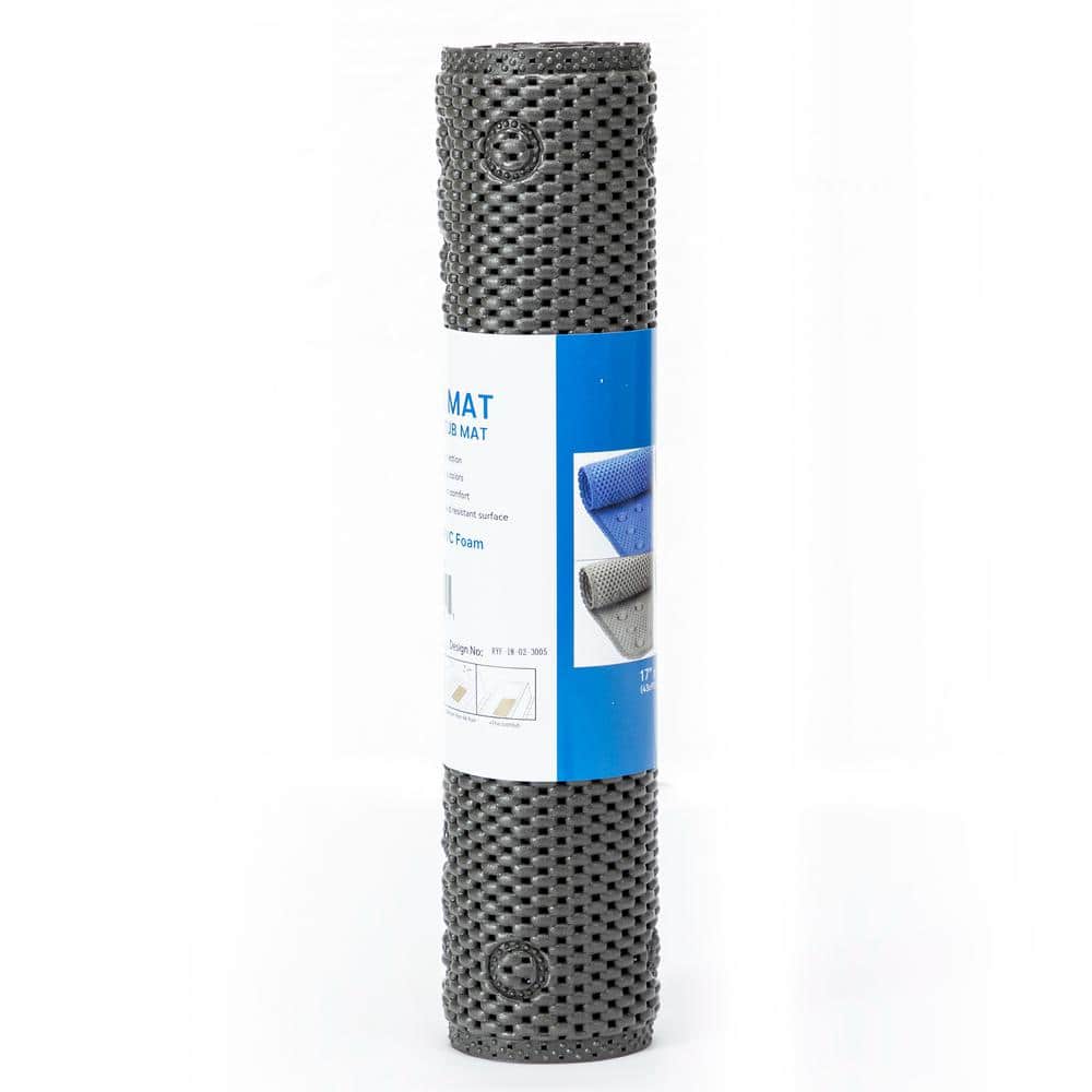 RAY STAR 17 in. x 36 in. Black PVC Foam Bathtub Mat NonSlip Shower and