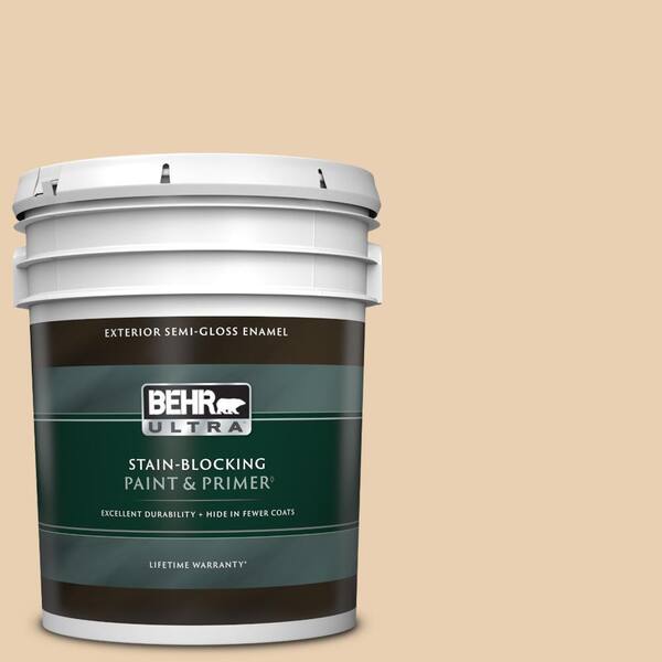 BEHR ULTRA 5 gal. #S290-2 White Bean Hummus Semi-Gloss Enamel Exterior Paint & Primer