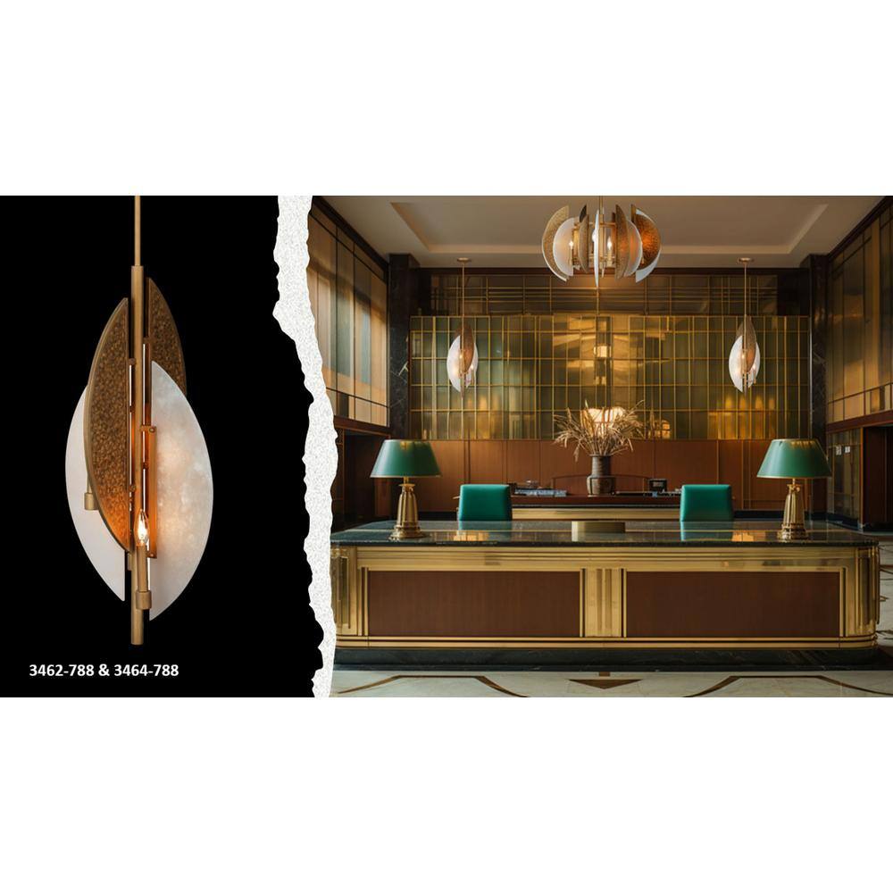 Ashen Gold 8-Light Chandelier with Alabaster Stone Shades