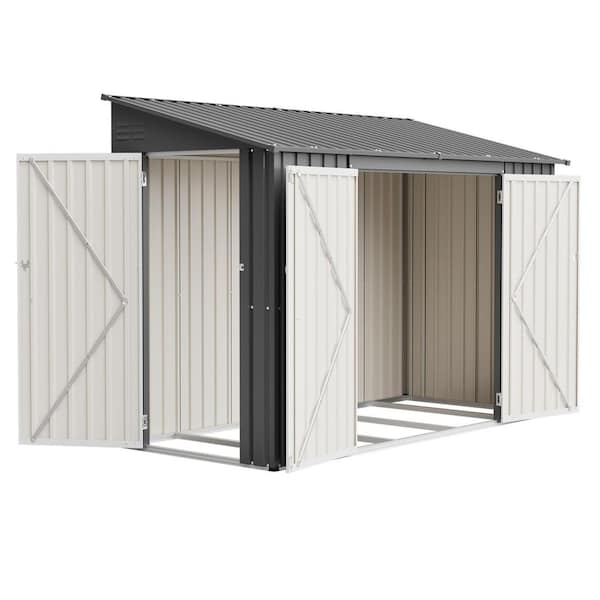 4 ft. D x 9 ft. W Outdoor Metal Lean-to Shed Garden Tool Storage Shed with Additional Side Door (34.23 sq. ft.)