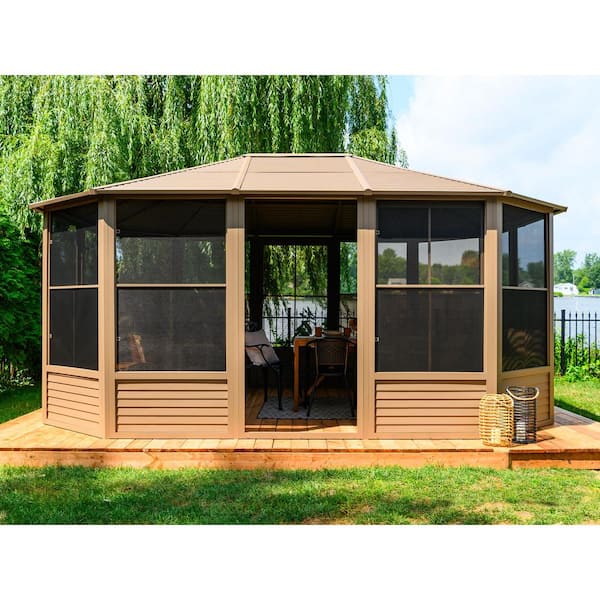 Gazebo Penguin 12 ft. x 15 ft. Florence Solarium Metal Roof Sand