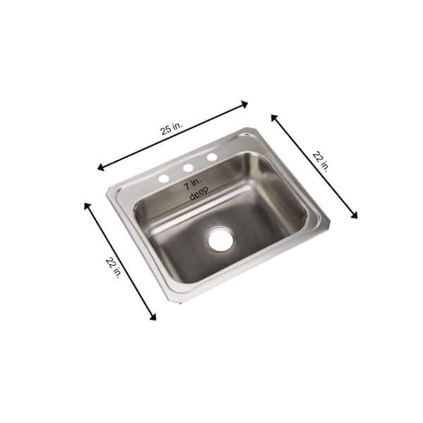Celebrity 25 in. Drop-in Single Bowl 20-Gauge Stainless Steel Kitchen Sink Only