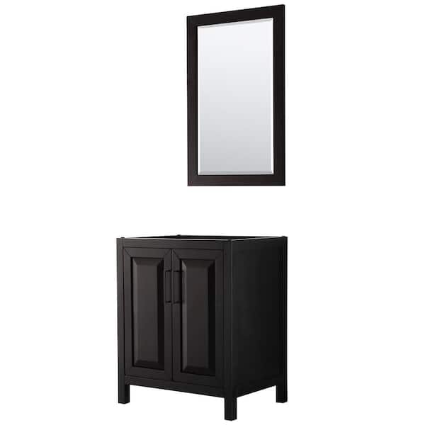 Wyndham Collection Daria 29 in. W x 21.5 in. D x 35 in. H Single Bath Vanity Cabinet without Top in Dark Espresso with 24 in. Mirror