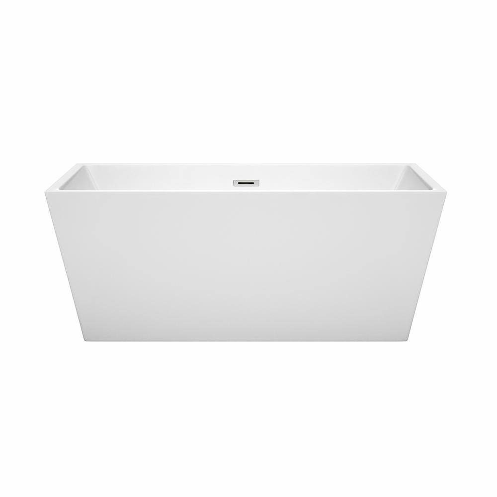 Sara 59'' White Acrylic Freestanding Soaking Bathtub