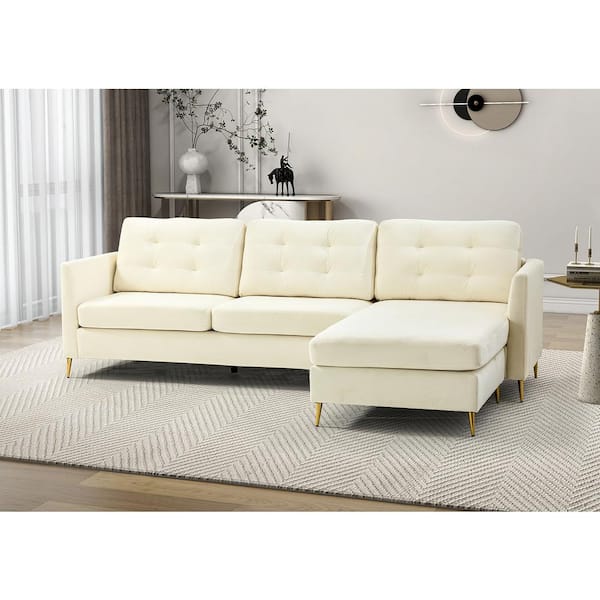 Jayden Creation Nuria 87 in. Wide Beige Leather Sofa with Removable Back Cushions