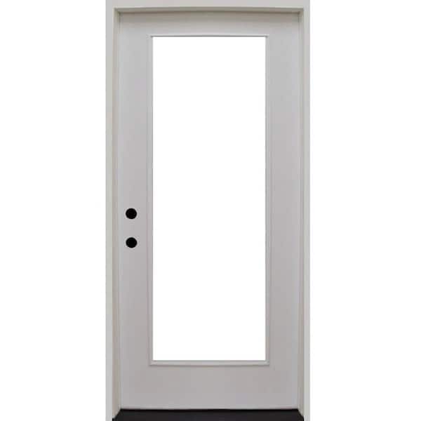Steves & Sons Legacy 36 in. x 80 in. Right-Hand/InswingFull Lite Clear Glass White Primed Fiberglass Prehung Front Door w/6 in. Jamb