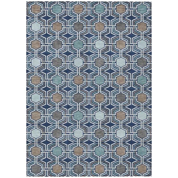 Chantille Machine Washable Indoor/Outdoor Abstract ACN3006 Navy 10 ft. x 14 ft. Area Rug