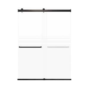 Brianna 60 in. W x 80 in. H Sliding Frameless Shower Door in Matte Black Frosted Glass