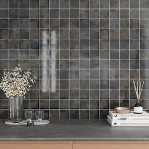 Antiek 3.94 in. x 3.94 in. Glossy Black Ceramic Square Wall and Floor Tile (6.458 sq. ft./case) (60-pack)