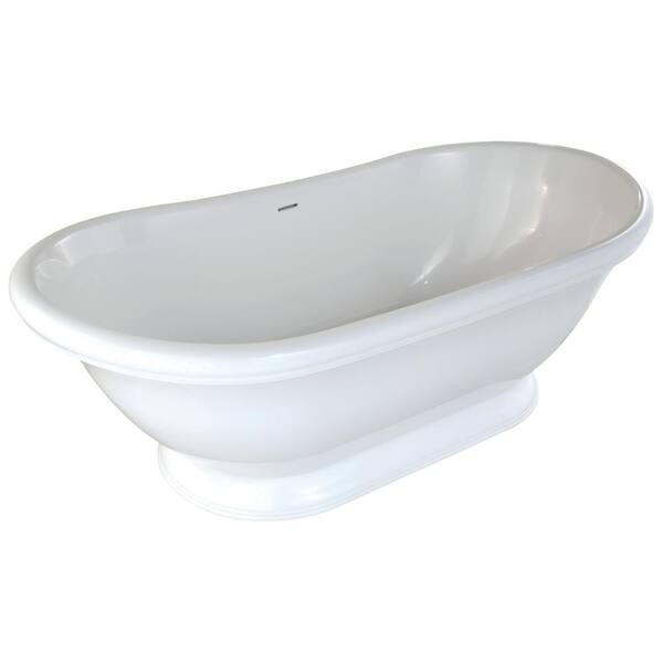 Hydro Systems Georgetown 6 ft. Solid Surface Stone Resin Flatbottom Non-Whirlpool Freestanding Bathtub in White