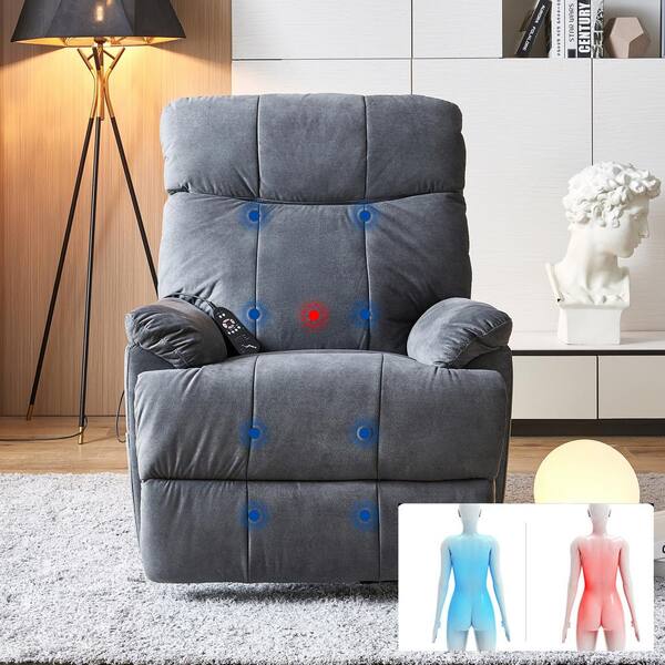 J&E Home Gray Fabric Electric Power Lift Massage Recliner Chair