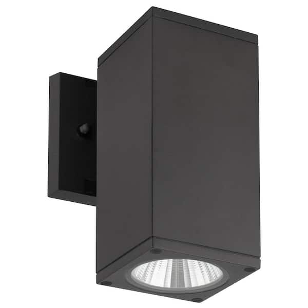 Sunlite 8 in. Black Outdoor Hardwired Lantern Sconce with Integrated LED Selectable CCT
