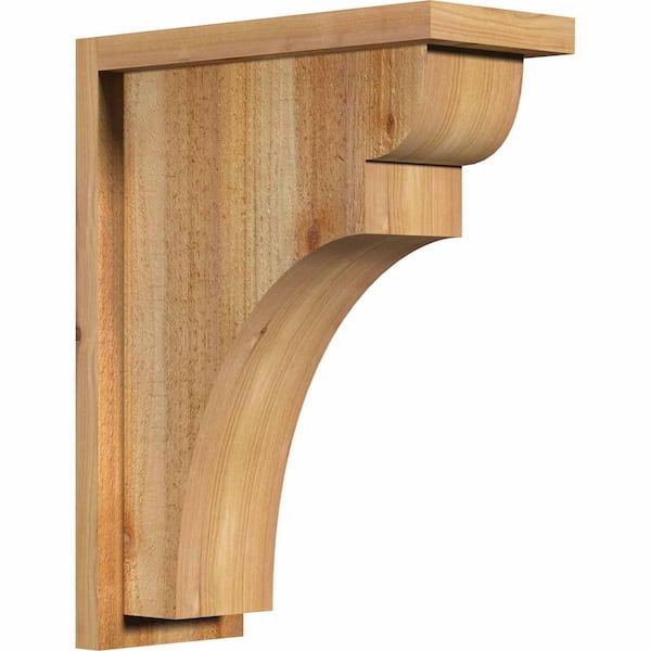 Ekena Millwork 6 in. x 14 in. x 18 in. Western Red Cedar Yorktown Rough Sawn Corbel with Backplate