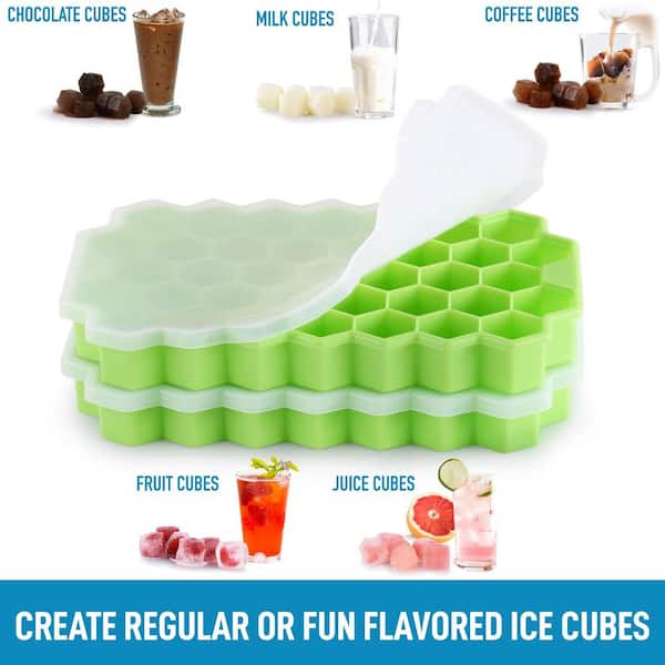 Zulay Kitchen Silicone Square Ice Cube Mold and Ice Ball Mold (Set of 2) Gray