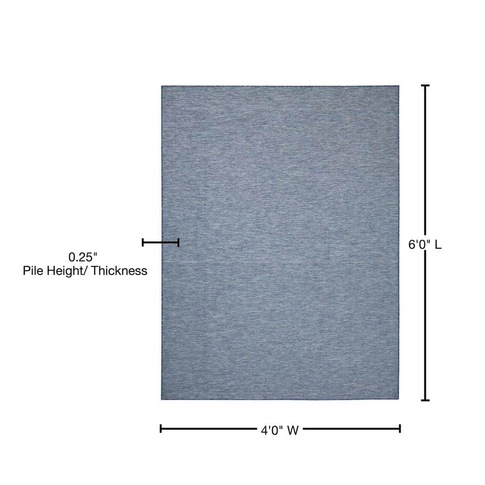 Navy Blue Flat Woven Rectangular Synthetic Rug, 4' x 6'
