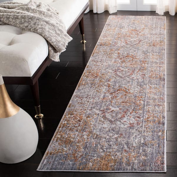 Winston 2 ft. x 8 ft. Gray/Silver Distressed Medallion Runner Rug