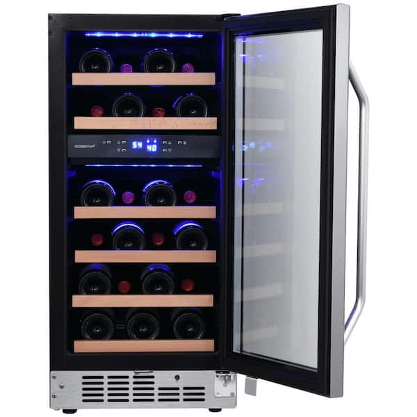 EdgeStar - 15 in. Dual Zone 26-Wine Bottles Beverage and Wine Cooler in Stainless Steel