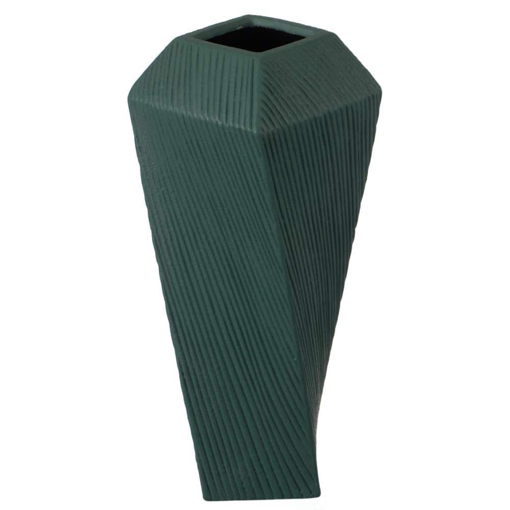 Tiny Green Ridged Ceramic Decorative Table Vase