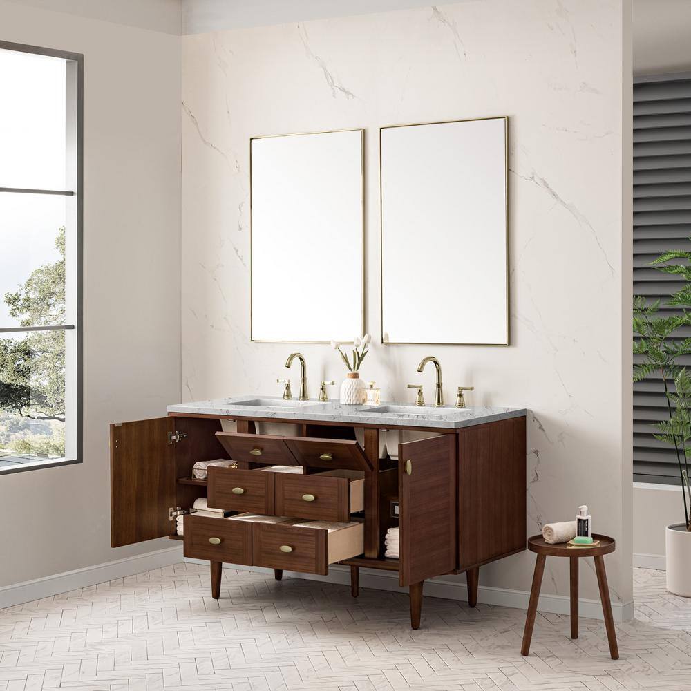Amberly 60" Walnut Double Vanity with Quartz Top