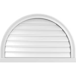 34 in. x 22 in. Round Top White PVC Paintable Gable Louver Vent Functional