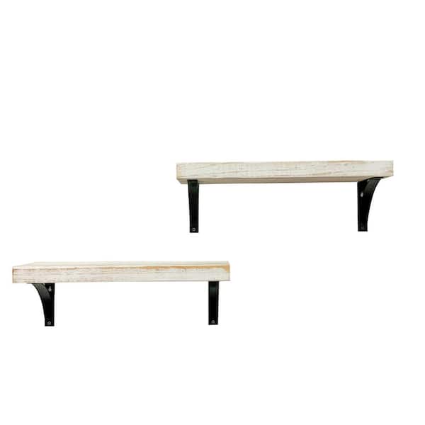 Del Hutson Designs 20 in. White Industrial Grace Simple Shelves (Set of 2)