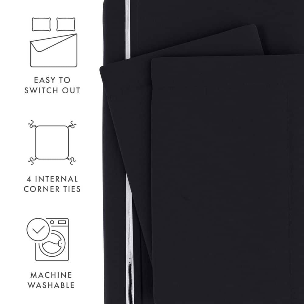 Black Twin Soft Brushed Microfiber Duvet Cover Set