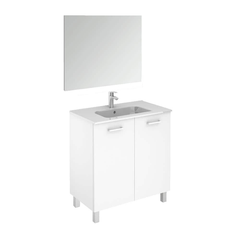 WS Bath Collections Logic 31.5 in. W x 18.0 in. D x 33.0 in. H Bath Vanity in Gloss White with Ceramic Vanity Top in White with Mirror -  LOGIC 80 PACK 1 WG