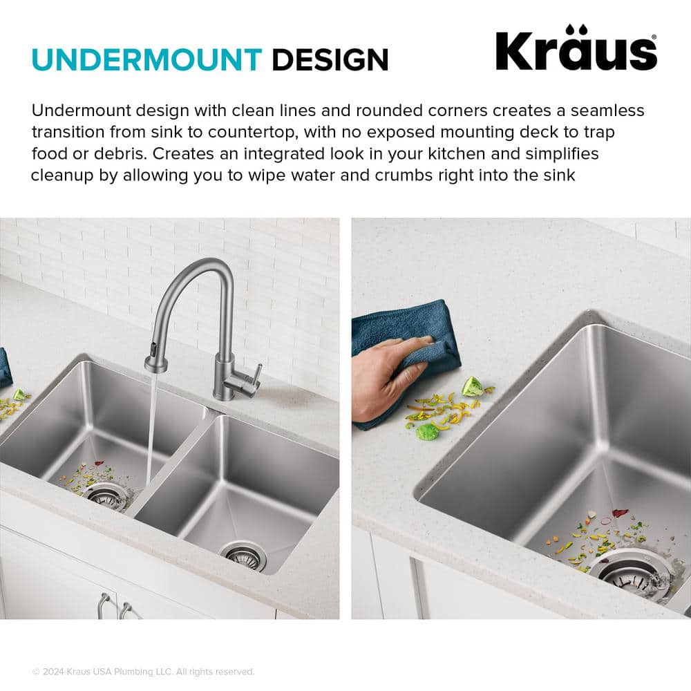 Fairlane 33-Inch Stainless Steel Double Bowl Undermount Kitchen Sink