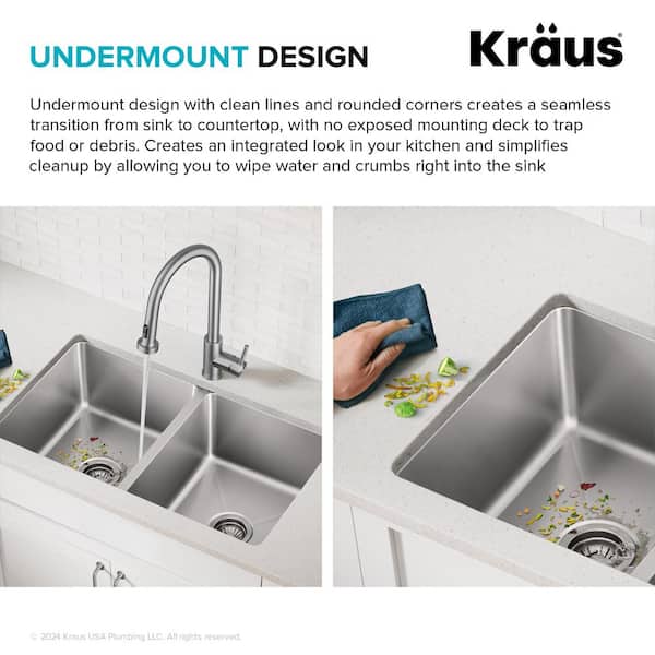KRAUS Fairlane 33-Undermount Double Bowl 18-Gauge Stainless Steel