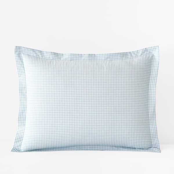 Company Kids by The Company Store Company Kids Ditsy Gingham Organic Cotton Percale Blue Standard Sham