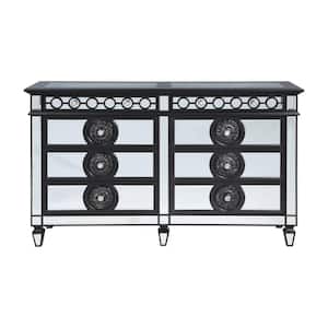 Varian II 8-Drawer Black and Silver Dresser (41 in H. x 68 in W. x 20 in. D)