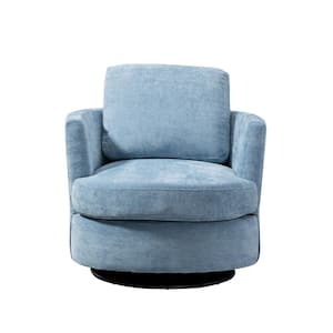 31.9 in. W Blue Chenille Swivel Accent Barrel Chair and Comfy Round Accent Sofa Chair for Living Room 360° Club Chair