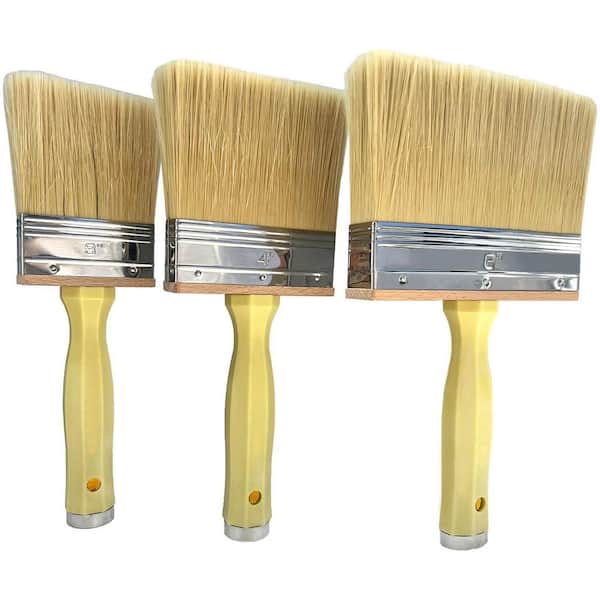 KIWDZFU Large Thick Bristle Paint Brushes Set for Wood Walls Furniture Shed Fence 3 4 6 3-Pack