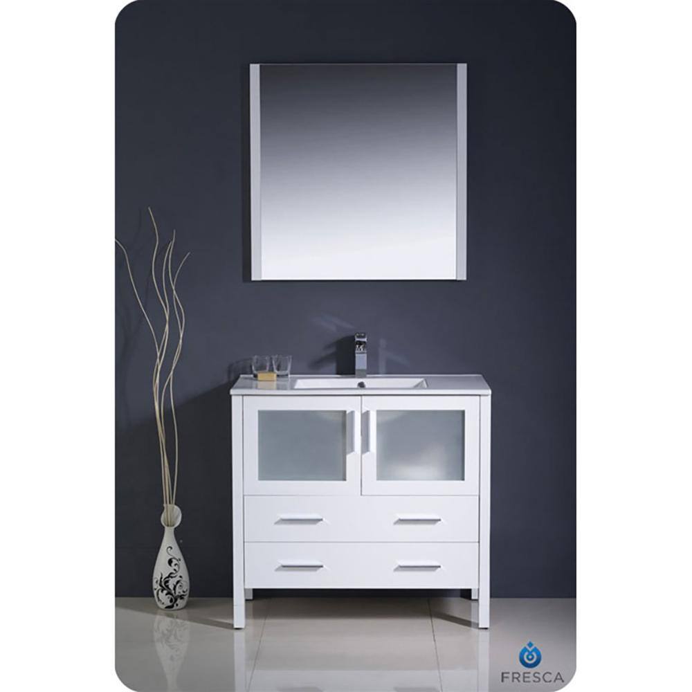 White Engineered Wood Freestanding Modern Bathroom Vanity Base
