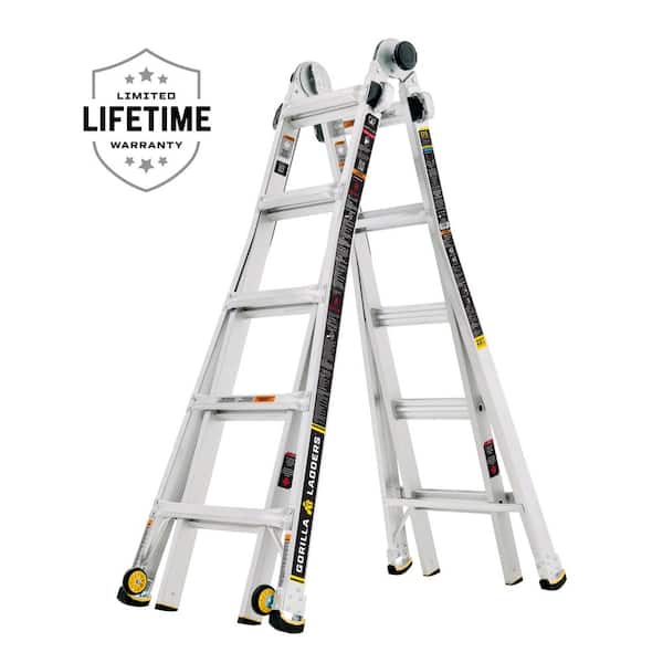 22 ft. Reach MPXW Aluminum Multi-Position Ladder with Wheels, 375 lbs. Load Capacity, Type IAA Duty Rating