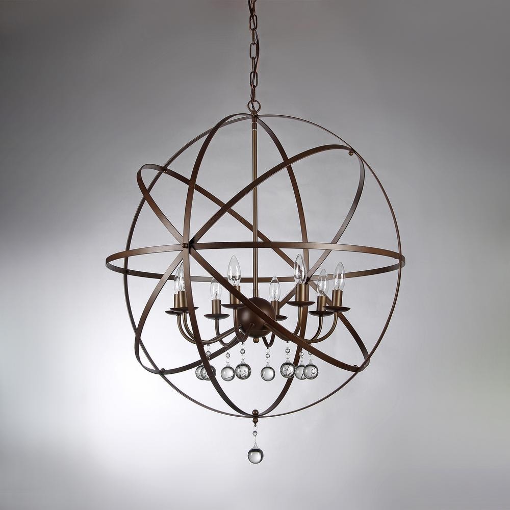 Aurelia 31'' Bronze Globe Chandelier with Crystal Accents
