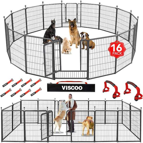 KIWDZFU 16 Panel 40 High Metal Dog Playpen with Gate Portable