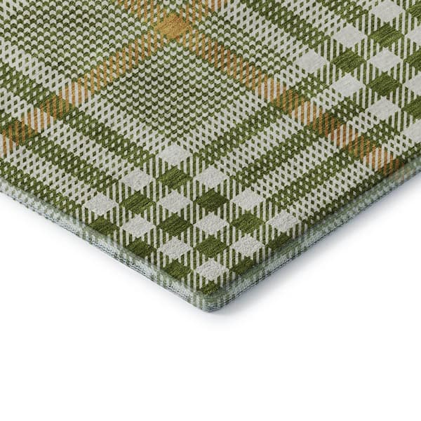 Mayfield Premium Machine Washable Abstract AMF1054 Olive 5 ft. x 7 ft. 6 in. Area Rug