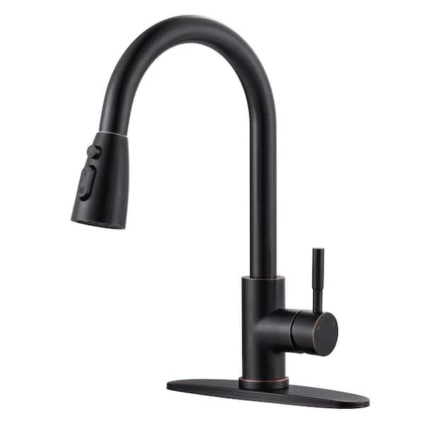 15.3 in. H Touchless Sensor 3-Functions Stainless Steel Single Handle Pull Down Sprayer Kitchen Faucet in Bronze