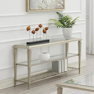 Zaba 54 in. Stainless Steel Rectangle Glass Console Table