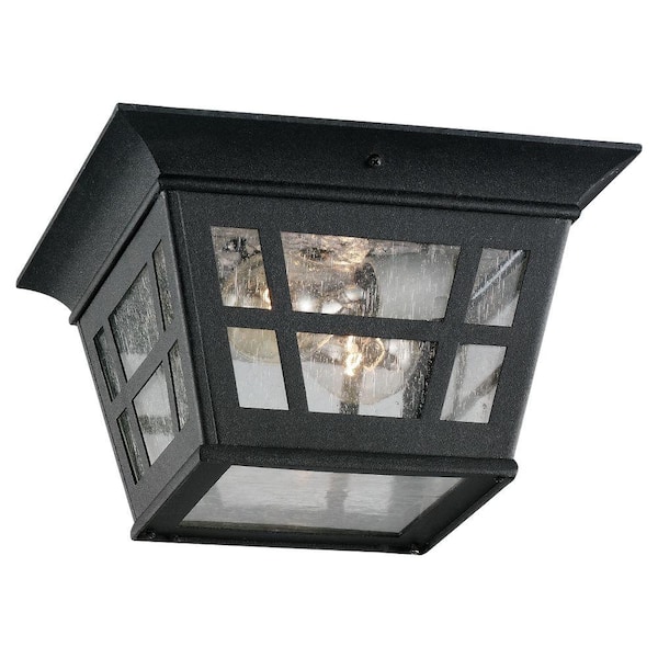 Generation Lighting Herrington 2-Light Outdoor Black Flush Mount Fixture