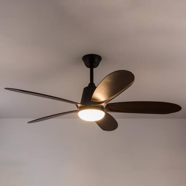 OUKANING 52 in. Indoor Black Modern Ceiling Fan with 3-Color
