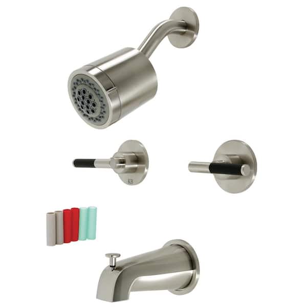 Kingston Brass Kaiser Double Handle 2-Spray Tub and Shower Faucet 2 GPM in. Brushed Nickel (Valve Included)