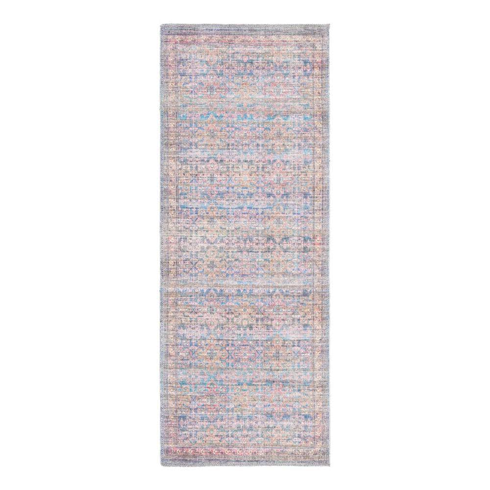 Unique Loom Nostalgia Bliss Antique Blue 2 ft. x 5 ft. Machine Washable