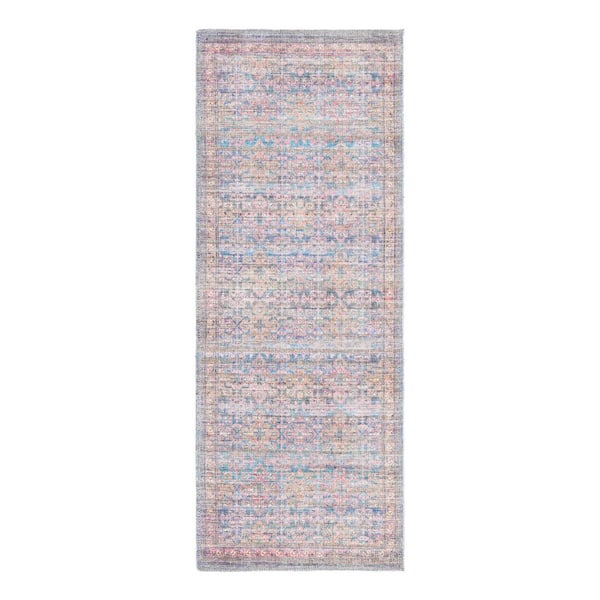 Nostalgia Bliss Antique Blue 2 ft. x 5 ft. Machine Washable Area Rug