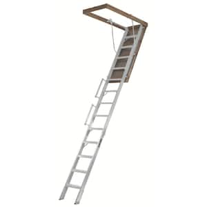 Everest 10 ft. - 12 ft., 25.5 x 63 in. Aluminum Attic Ladder with 350 lb. Load Capacity